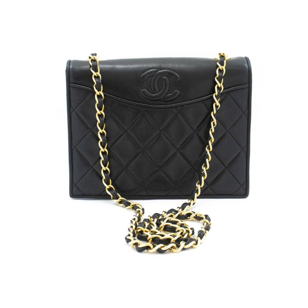 Chanel Vintage Curve Cc Flap Quilted Lambskin Black Leather Shoulder Bag Bag